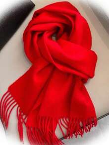 2pcs Black Faux Cashmere Neck Warmer Scarf, Versatile Winter Blanket Scarf, Casual & Elegant, Suitable As Birthday Gift For Men And Women - Multicolor - View 16