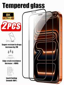 2-Pack 9H 9D Full Screen Tempered Glass Screen Protector, Compatible With IPhone 17 Pro Max. 9H Hardness High-Definition Tempered Glass Screen Protector, Full Screen Tempered Glass Protection, Scratch-Resistant And Durable, Compatible With Apple 17/Air/17 Pro/16 Pro Max/15 Pro Max/14 Pro Max/13/12/11 Pro Max/7/8/SE2/X/Xs/Xr/Xs Max. - Clear - View 10