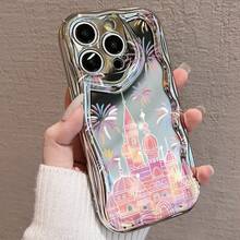 【可愛い城と花火】 17 Pro Max/16 Pro/15 Plus/14/13/12/11 用 電鍍防摔ケース クレープデザイン 衝撃吸収 スクラッチ防止 カラフルなデザインでスタイリッシュ 持ちやすさ抜群 高品質素材 保護とファッション両立 - シルバー - チェックする 2