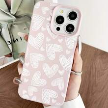 Simple Pen Line White Love Heart Lychee Pattern Mobile Phone Case Suitable For Apple 16promax//16plus/16/16pro/15promax/15pro/15plus/15/14/14Plus/14Pro/14ProMax/13/13Pro/13ProMax/12/12Pro/12ProMax/11/11Pro/11Pro Max - 1 cái - Xem 3