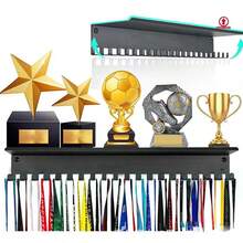 Sleek Black Metal Medal Display Rack With Hooks – Easy Installation, Perfect For Sports Achievements, Honorary Medals, And Inspirational Gifts, Holds Multiple Medals With Clean Design, Medal Hanger Display - Black - View 4