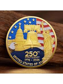 1776-2026 USA 250th Anniversary Commemorative Coin, Statue Of Liberty Gold-Plated Coin - Gold - View 10