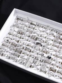 3/6/9/12/24pcs Stainless Steel Minimalist Geometric Open Rings, Fashion Everyday Wear For Women (Random Delivery) - Silver - View 5