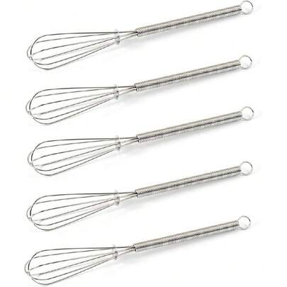 Mini Whisks 7 Inch 5Pcs 304 Stainless Steel Whisk, Hand Egg Mixer For Flour Cake Egg, Kitchen Cooking Baking Use Whisk (Steel),34060176