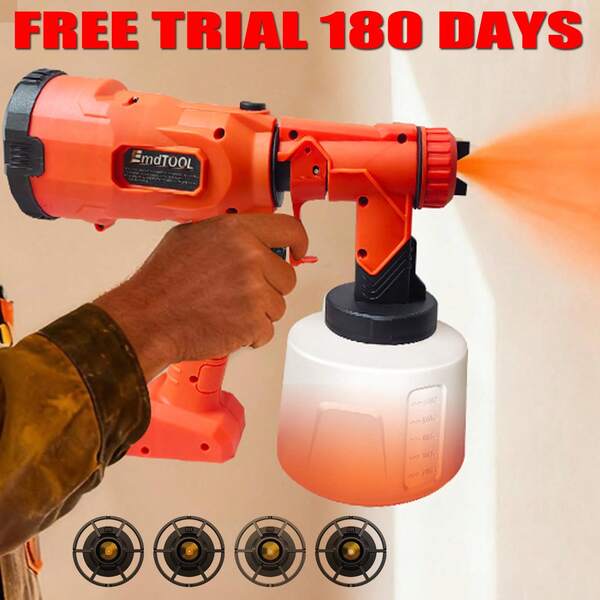 JAOSY 1200ML Farbsprühsystem Wandfarbe Lacke Lasuren Sprühen Farbsprühpistole +Zubehör,Geeignet für Außen, Innen, Terrasse, Boden und Decke, Einzäunung, Gewerbe, Holzprojekte, Möbel und Schrank, Tür, Wand, Wohnräume