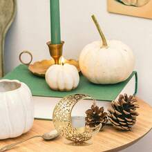 Soporte para vela en forma de luna, candelabro de luna creciente, portavelas de té decorativos de hierro artístico, decoración de mesa para bodas, fiestas de Oriente Medio, hogar, centro de mesa, Ramadán, suministros para fiestas del Año Nuevo Chino, color dorado - Multicolor - Ver 5