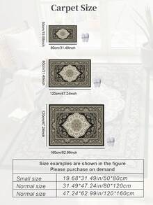 1件装节日风格奢华复古图案客厅卧室地毯，柔软短绒地毯，采用亲肤天鹅绒面料制成，易于清洁，是客厅、卧室、家庭聚会的理想装饰地毯。