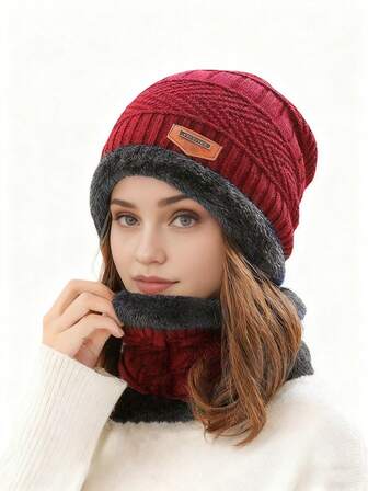 1pc Women's Solid Color Winter Warm Knitted Hat, Soft & Comfortable, Windproof, Suitable For Cycling Ear Protection; Women's Winter Warm Thick Knitted Hat Set, Designed For Women, Men, Couples And Outdoor Enthusiasts; Thick Warm Knitted Hat, Perfect New Year/Valentine's Day Gift; Women's Fashion Solid Color Thick Warm Knitted Hat, Breathable, Suitable For Outdoor Travel; Brimless Hat