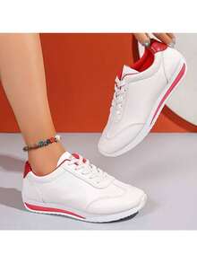 Women's White & Red Retro Casual Sneakers: Color Block Shoes For Daily Style Comfy Retro Casual Sneakers: White & Red Color Block Shoes - Versatile For Jeans & Dresses Elevated White & Red Sneakers: Retro Casual Color Block Shoes For Women 2025 Stylish Retro Casual Sneakers: White & Red Color Block Shoes - Perfect For Outings Casual White & Red Sneakers: Retro Color Block Shoes For Comfort & Fashion - Đỏ - Xem 6