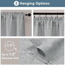 Chyhomenyc Gray Kitchen Curtains 24 Inch Length, Light Filtering Faux Linen Slub Textured Small Half Window Cafe Curtain, Short Curtains For Cabinet Bathroom Basement RV Camper, 1 Panel, Grey, 60Wx24L,60inchWx24inchL(Packof1),Grey - Grey - View 5