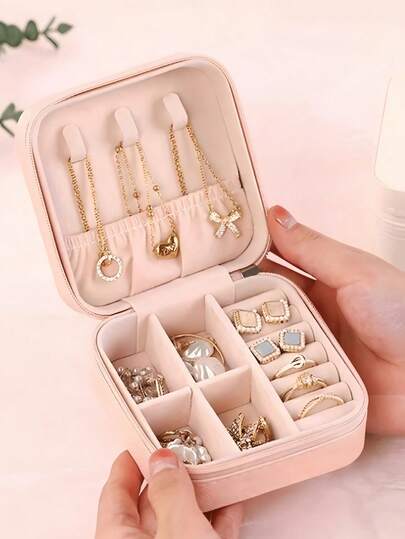 1 Pieza Organizador de Joyas Mini, Organizador de Joyas, Soporte de Joyas, Organizador de Joyas de Viaje con Cremallera Portátil, Caja de Regalo para Damas, Exhibidor de Joyas Multifuncional, Adecuado para Anillos, Colgantes, Aretes y Collares. - Caja de Regalo Adecuada para Niñas y Damas, Caja de Regalo de Halloween, Caja de Regalo de Navidad. Organizador de Almacenamiento de Viaje. De Vuelta a la Escuela de Verano