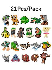 21 قطعة أو 36 قطعة/عبوة من إكسسوارات الأحذية الكيوت الإيطالية DIY للكلوغز والصنادل، إكسسوارات قابلة للإزالة بتصميم كاواييي "تونغ تونغ تونغ ساحور ترلالرو ترلالا"، هدايا وديكورات لحفلات الأعياد والمناسبات، بتصميمات مميزة مثل البرمبيرو والتمساح والليريلي لاريلا والجلوربو والفروتو والدريلو - متعدد الألوان - مشاهدة 7