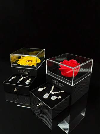 1セット ローズギフトボックス、ネックレス、ピアス、指輪などのジュエリーに適しています。高級感のあるパッケージのギフトボックス。バレンタインデー、記念日、母の日、結婚式、誕生日などのプレゼントに最適。母親、恋人、娘、友人など様々な方へのギフトに適しています。