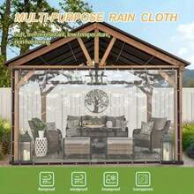 【防水篷布】1片装 高强度透明防水帆布 - PE户外覆盖物，带孔眼、绳索和绑带，防紫外线、防风、防雨雪 - 适用于庭院、泳池围栏、温室、露营、建筑工地 - 高清可视性，速干设计，加固边缘，抗撕裂面料，家居装修