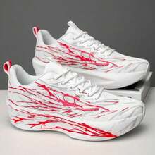 Blitz- und Sternenhimmel Design Herren Sportlaufschuhe, Damen Trainingsschuhe in Große Größen - Rot - Übersicht 5