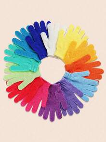 6/10/20pcs Random Color Exfoliating Gloves, Double-Sided Scrub Gloves, Bath Gloves, Body Massage Cleaning Gloves - Multicolor - View 1