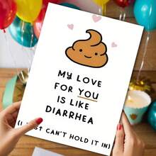 1张趣味情人节贺卡，“我爱你……等等，让我解释一下！” - 有趣的便便和爱心设计 | 情侣间嬉戏打闹的完美之选 | 周年纪念日、生日惊喜的理想之选，(12x17厘米)/(4.72x6.7英寸) - 彩色 - 查看 7