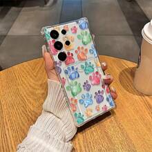 Patrón Premium de Huella de Cachorro Colorido Compatible con Samsung A14 (5G)/A34 (5G)! Funda de Teléfono a Prueba de Golpes de Cuatro Esquinas, Adecuada para A54/A53/A52 (A52S Universal)/S21/S22/S23+/S23U, Serie S24/S25, A15/A35 (5G)/A55 (5G)/A25 (5G)/A16/A36/A56/A17, Extracción de Tarjeta Conveniente, Ranura para Tarjeta de Bus, Diseño Elegante, Regalo para Amigos y Parejas, Simple y - Colores mixtos - Ver 2
