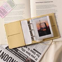 Mini Instant Camera Soft Leather Pocket Photo Album, 25 Sheets 50 Pages Refillable Mini Album With 3-Ring Transparent Photo Card Loose-Leaf Holder, Idol/Star Fan Card, Couple Photo, Portable Collection Book, Card Album, 3-Inch Photo High-Quality Loose-Leaf Photo Album - Multicolor - View 7