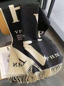 Bufanda/chal de doble uso estilo coreano Dongdaemun, grueso y cálido, reversible, versátil y suave calentador de cuello para mujer, otoño/invierno - Negro - Ver 3