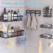 Organizador de Bao 6 Piezas sin Taladrar Estantera de Ducha con Toallero y Ganchos, Resistente alx ido para Bao, Cocina y Hotel Negro - Negro - Ver 3