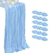 1/2/6/12pcs Light Blue Pleated Table Runners, Folding Tablecloths, Holiday Birthday Decor, Wedding Decor, Holiday Home Decor, Party Room Dining Table Decor, Tablecloths, Solid Color Tablecloths, Birthday Decor, Wedding Decor, 2026 New Year Decor, Party Gifts, Baby Shower Decor, Gender Reveal Party Decor - Baby Blue - View 11