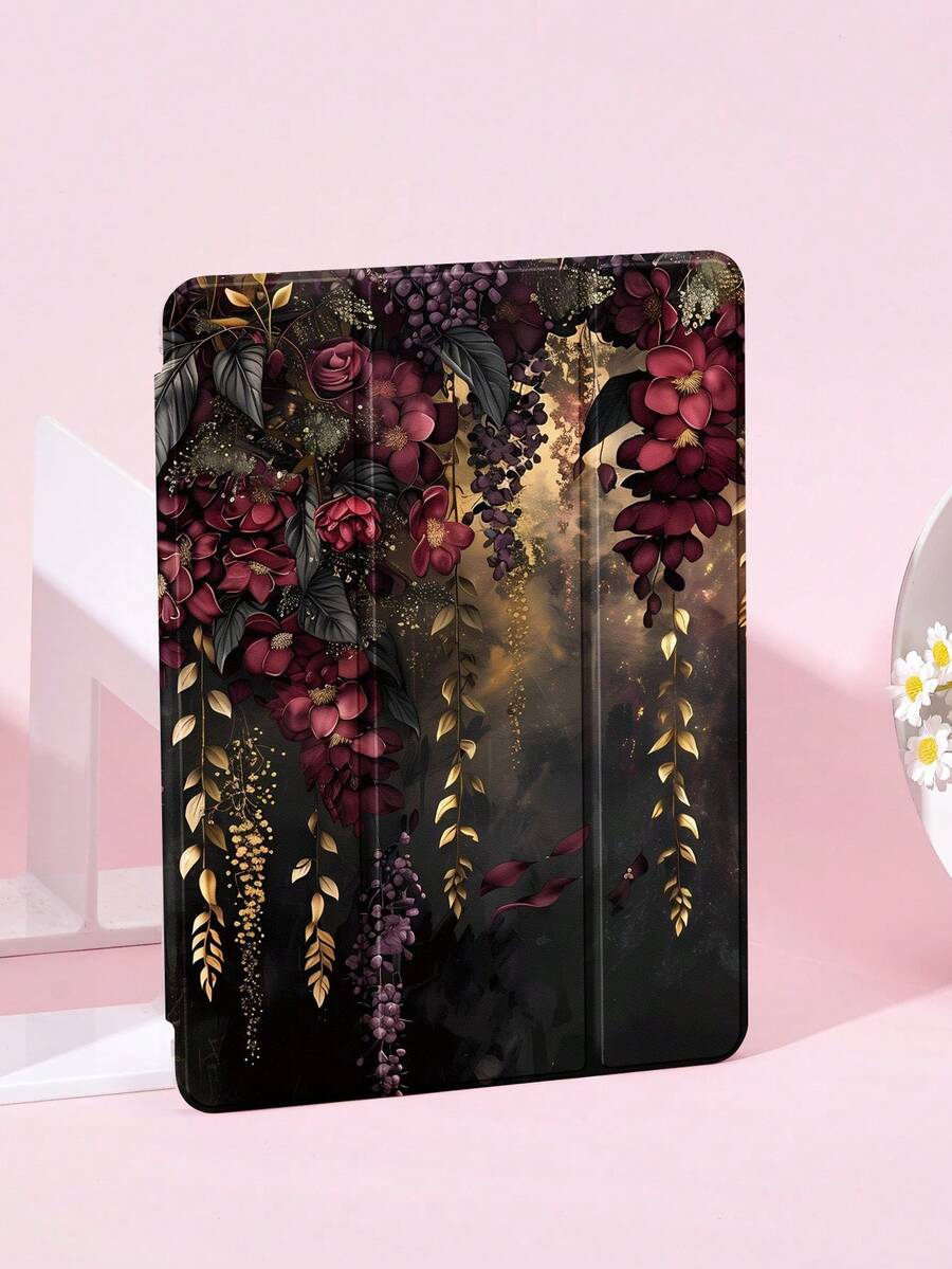 Flower Pattern Tablet Case, Compatible With IPad 9.7/10.2/10.5/10.9/12.9/Pro 11, 10th Generation, Compatible With Samsung Galaxy Tab S6 Lite 10.4-Inch, Compatible With Kindle Paperwhite 12th Gen 2024, Kindle (11th Generation) 2022 Version, Kobo Clara Color, Soft Fall Protection, Intelligent Stand/Auto Wake/Sleep