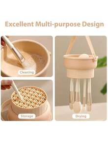 1PC Makeup Brush Storage Box Makeup Pen Cleaning Bowl Silicone Powder Pouch Storage Rack Cleaning And Drying One Piece Artifact Mother's Day Gift - Multicolor - View 8