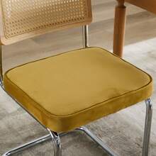 Set Of 2 Modern Medieval Dining Chairs, Velvet, Natural Rattan Base And Chrome Stainless Steel, Upholstered Rattan Kitchen Chairs, Gold, Beige, Olive Green. - Gold - View 9