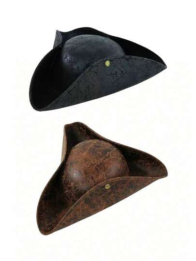 Sombrero de marinero pirata de cuero marrón unisex, sombrero de capitán de moda para fiesta, actuación, disfraz, mascarada, cosplay, sombrero de pirata, pañuelo de pirata, parche para el ojo de pirata, accesorios de actuación, accesorios de disfraz para vacaciones