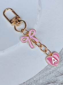 26pcs Letter Keychain Set, Enamel Keyring With Fashionable Pink Bow And Heart-Shaped Letters | Perfect Choice For Stylish Girls, Ideal Small Gift For Birthday And Holidays, Valentine's Day Gift For Girlfriend, Personalized Letter Keychain - Multicolor - View 10