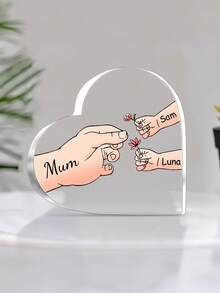 Customized Acrylic Heart-Shaped Keepsake, Personalized Family Gift, Engraved With "Mom" And "Grandma" Names, Decorated With Floral Patterns And Red Roses, Precious Memento, Gift For Grandma,Home Decor Living Room, Minimalist Modern - Flower - View 16