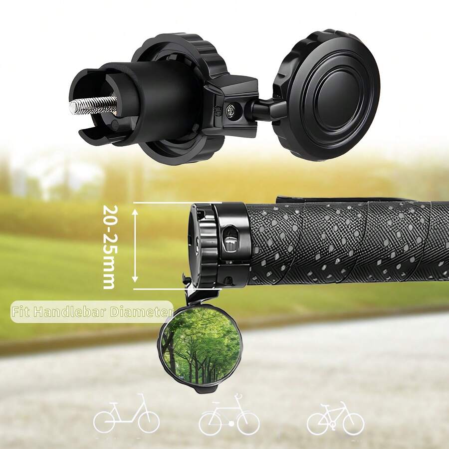 TOSUOD 1 Pair Bicycle Rear View Mirrors, 360° Rotating High-Definition Convex Elliptical Mirror, Black Carbon Fiber Appearance, Quick Installation And Easy Operation, Wide Field Of View With Clear Imaging, Sturdy And Durable Anti-Drop And Wear-Resistant Mirror Body, Compatible With Road Bikes And Mountain Bikes, Cycling Safety Observation Accessory, Fashionable Bicycle Modification Cycling Gear - Black - View 1