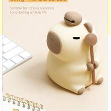 可爱水豚LED小夜灯，萌宠小夜灯，硅胶护理灯，可调光触控Type-C灯，LED软萌床头灯，趣味礼物，小夜灯，可调光硅胶触控床头灯，带定时器，USB充电小夜灯 - 7個顏色 - 查看 2