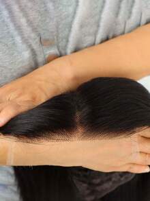 直发 4x4 蕾丝前部假发 人发预拔透明蕾丝前部假发 女士 150% 密度原生发 - 黑色 - 查看 4