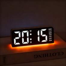 多色底座数字多功能 LED 闹钟，USB 数字 LED 显示屏电子闹钟，显示温度日期睡眠 12/24 小时制时间，家居装饰，卧室装饰，可调光亮度（不含电池），家居装饰，房间装饰，节日礼物，生日毕业礼物