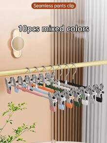 60个/20个/10个/5个装重型裤架，带防滑夹 - 节省空间的衣柜收纳架，涂层裤夹，裙子夹，不锈钢晾衣架，非常适合浴室、卧室、衣柜和宿舍使用 - 多色 - 查看 17