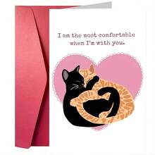 1pc Cute Cat In Tuxedo Heart Greeting Card, Funny Birthday, Anniversary, Valentine's Day, Wedding, Engagement Card With Envelope, "I Love You More Than A Cat", High-Quality Card With Envelope (12x17cm)/(4.72x6.7in) - Multicolor - View 7