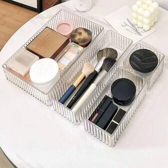 7 piezas/5 piezas/1 pieza Caja de almacenamiento transparente multifuncional, estilo de lujo, divisor de estilo de cajón, ideal para tocadores de mujeres, caja de almacenamiento para maquillaje, productos de cuidado de la piel, lápices labiales y brochas de maquillaje, también adecuado como regalo (Organizador de maquillaje, organizadores, caja de almacenamiento, joyero, organizador de maquillaje)