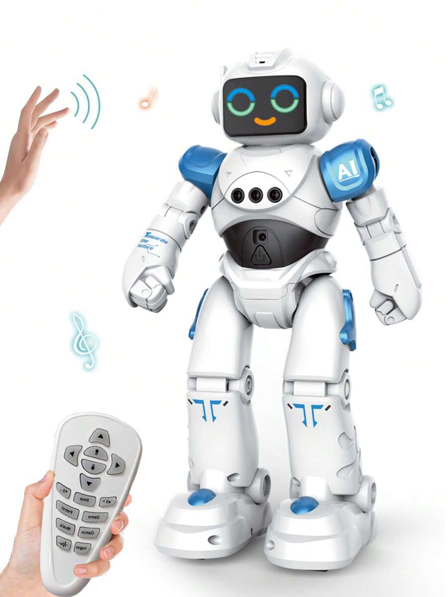 1pc Children's Robot Toy, Unisex Smart Programmable Robot, Programmable Remote Control Robot With Walking, Sliding, Singing And Dancing Functions, Gesture Sensing Smart Remote Control Robot, Fun STEM Learning Experience, Suitable For 3-12 Years Old Boys And Girls, New Year, Christmas, Halloween, Easter, Birthday Gift