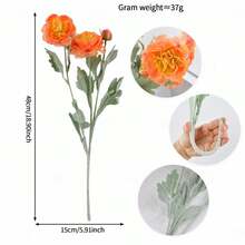 Artificial Peony Flower With Stem Three Head Faux Floral Plants For Vase Wedding Decorations - trái cam - Xem 4