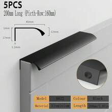 5个铝合金隐形拉手，免钻孔橱柜抽屉柜极简弧形拉手，哑光隐藏式现代简约家具门把手 - 彩色 - 查看 17