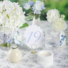 Wedding Table Numbers 1 - 20 Wedding Reception With Gold Holders Scalloped Blue - Scalloped Blue - View 4