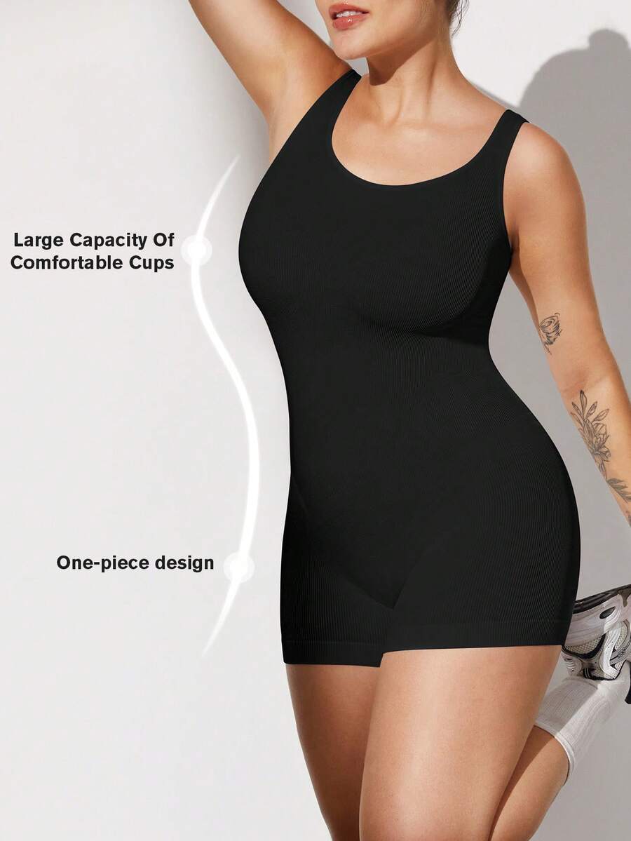 Plus Size Curve Woman Activewear Yoga Clothes Seamless Gym Sports High Support Moisture Wicking Workouts Breathable Outdoor Plus Size Curve - Black - View 1