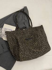 Autumn/Winter Fashion Large Capacity Shoulder Bag With Korean Artistic Casual Style For College Students Back To School, Minimalist Lightweight Versatile Retro Leopard Print - Brown - View 7