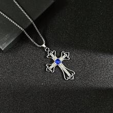 Dây chuyền mặt hình thánh giá ngôi sao phong cách Gothic cổ điển với dây xích bằng thép không gỉ, dây chuyền mặt thánh giá unisex. - đi qua - Xem 5