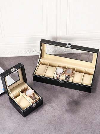 12/2 Fente Boîte de rangement pour montre Jour de la Saint-Valentin, Boîte de rangement pour montre Organisateur d'affichage Boîte de rangement pour bijoux Jour de la Saint-Valentin, Fête des Mères, Boîte à montre en cuir PU grande capacité, Boîte d'affichage pour montre et boîte de rangement pour bijoux, Boîte de rangement pour montre simple pour hommes et femmes Montre mécanique électronique Boîte à montre anti-poussière Plusieurs tailles Conception de fermeture éclair portable Boîte de collection de montres haut de gamme Cadeau pour petite amie