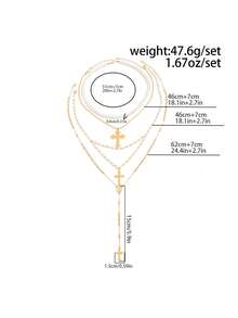 2pcs Fashionable Casual Minimalist Cross Pendant Necklace Set, Personalized Beaded Chain Y-Necklace, Suitable For Daily Wear, Party, And Holiday Gifts