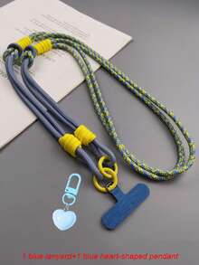 Mobile Phone Lanyard Long Crossbody Can Be Carried With Multifunctional Neck Hanging For Men And Women Outdoor Hiking, Thick Chain Case Set, Hand-Held Pendant, Love Pendant, Colorful Woven Mobile Phone Lanyard, Simple Small Star Pendant Wristband, Detachable Strap, Multifunctional Outdoor Handheld Lanyard, Equipped With Clip,