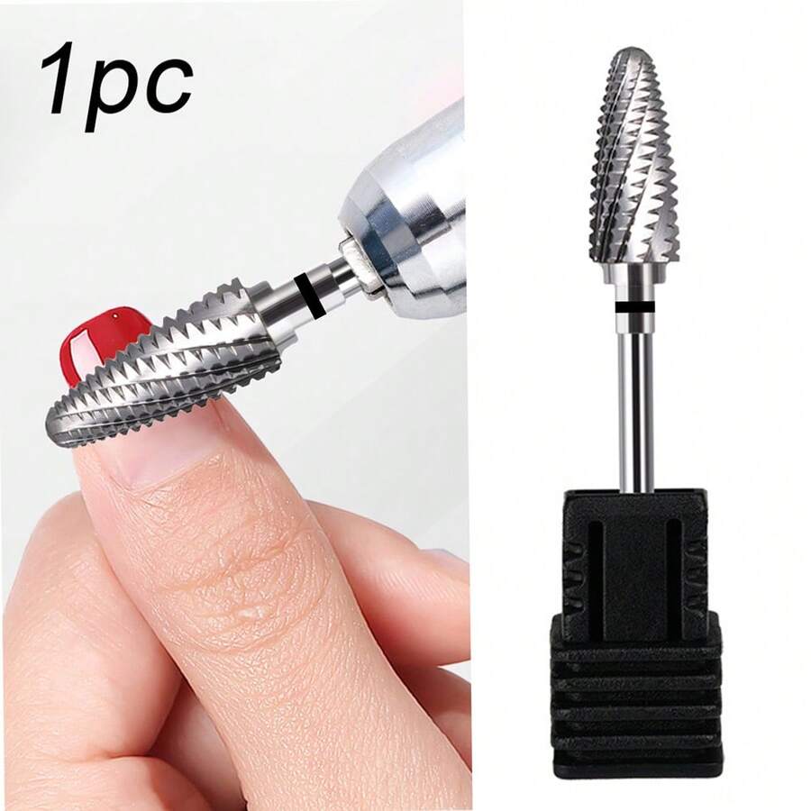 1 mũi khoan móng tay bằng cacbua - Loại bỏ gel cứng Acrylic nhanh chóng và an toàn, Bộ mũi khoan vonfram hình nón chuyên nghiệp, giũa móng tay Acrylic cho làm móng tay, móng chân, làm sạch biểu bì - màu đen - Xem 1
